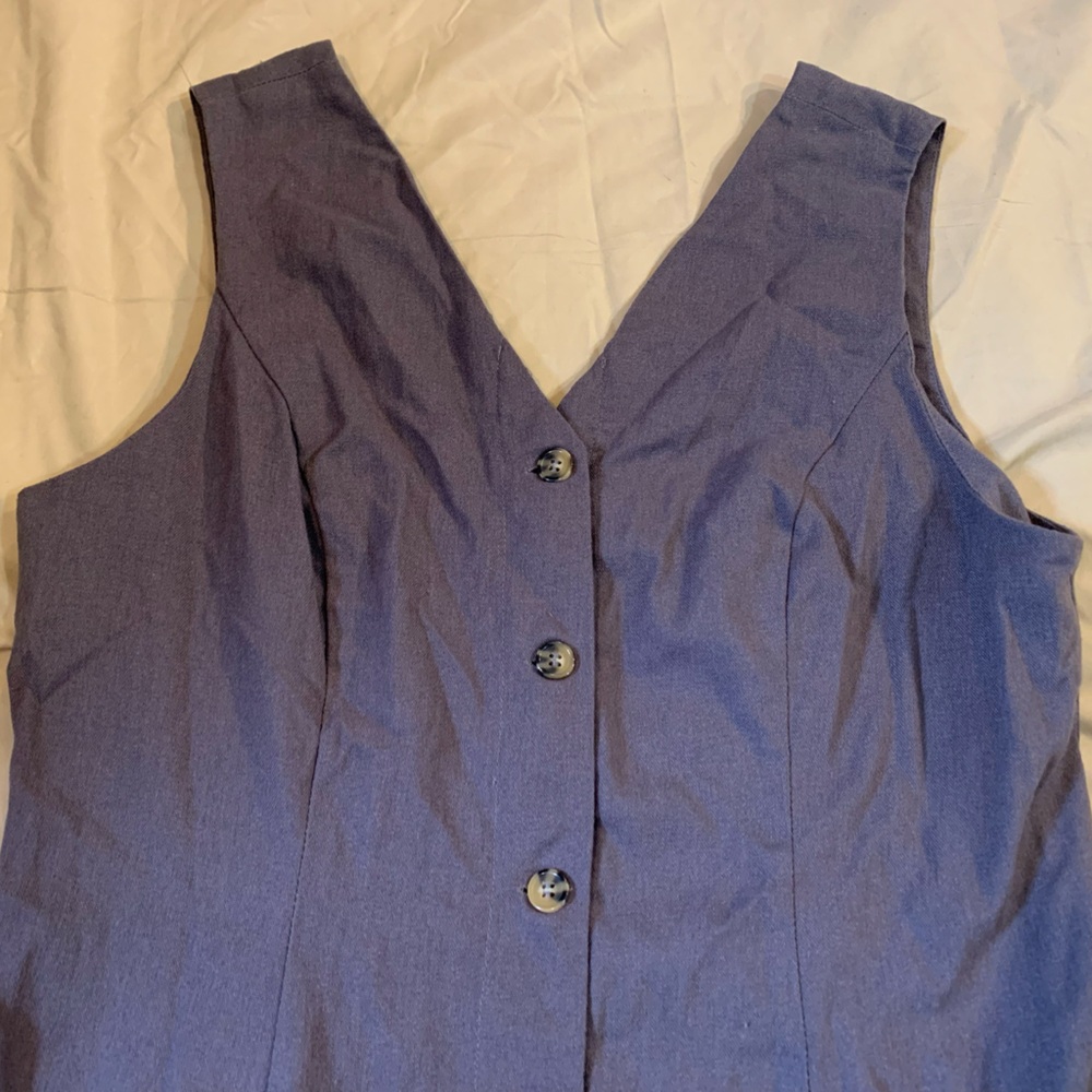 Sleeveless Navy Button-Front Romper - Picture 4 of 10